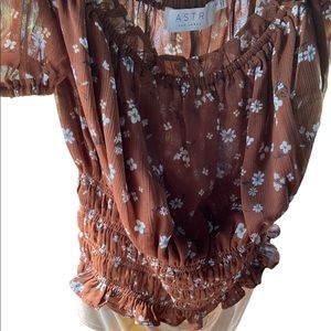 Astr the Label Brown Floral Bodysuit NWT size small
